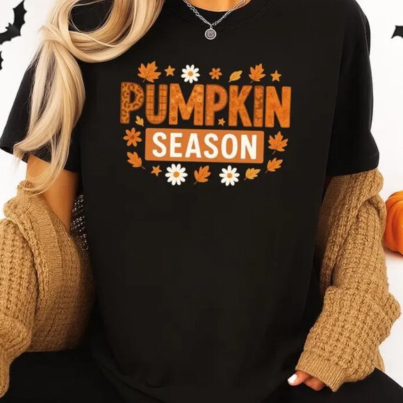 Tops - Pumpkin Season Shirt, Cute Fall Graphic Shirt, Retro Autumn Shirt